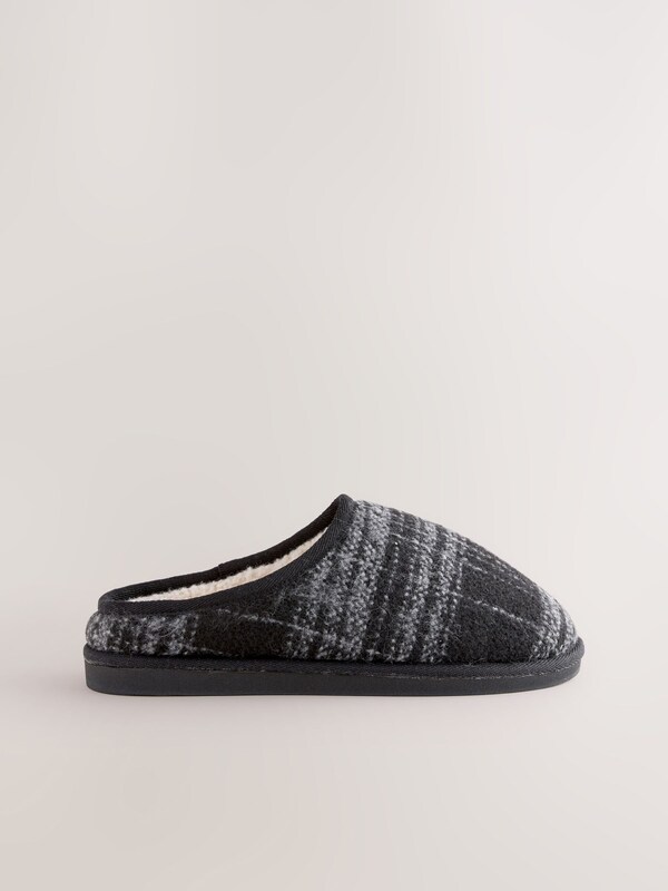 Seraphine Grey Check Mule Slippers
