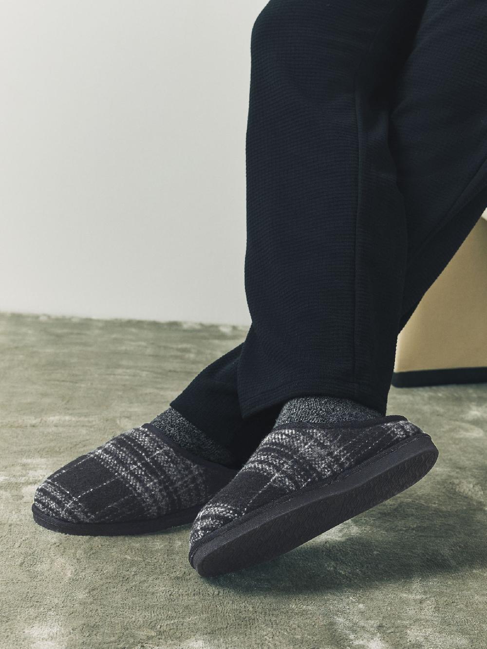 seraphine Grey Check Mule Slippers