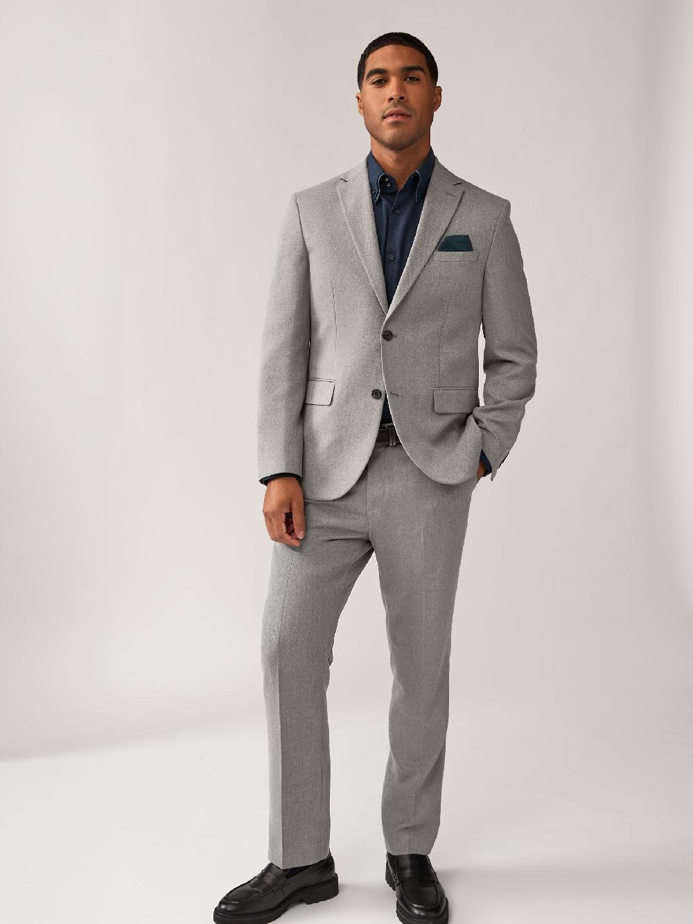 seraphine Grey Regular Fit Textured Suit Jacket