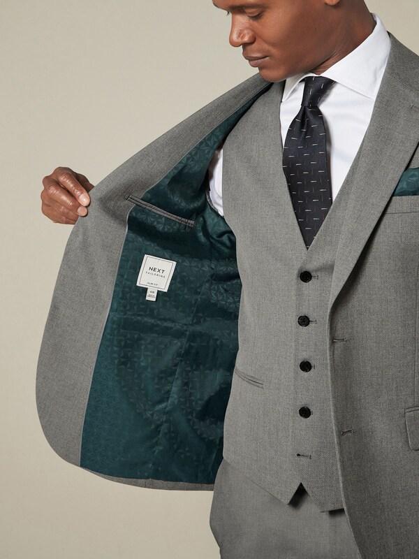Seraphine Grey Slim Fit Textured Suit Jacket