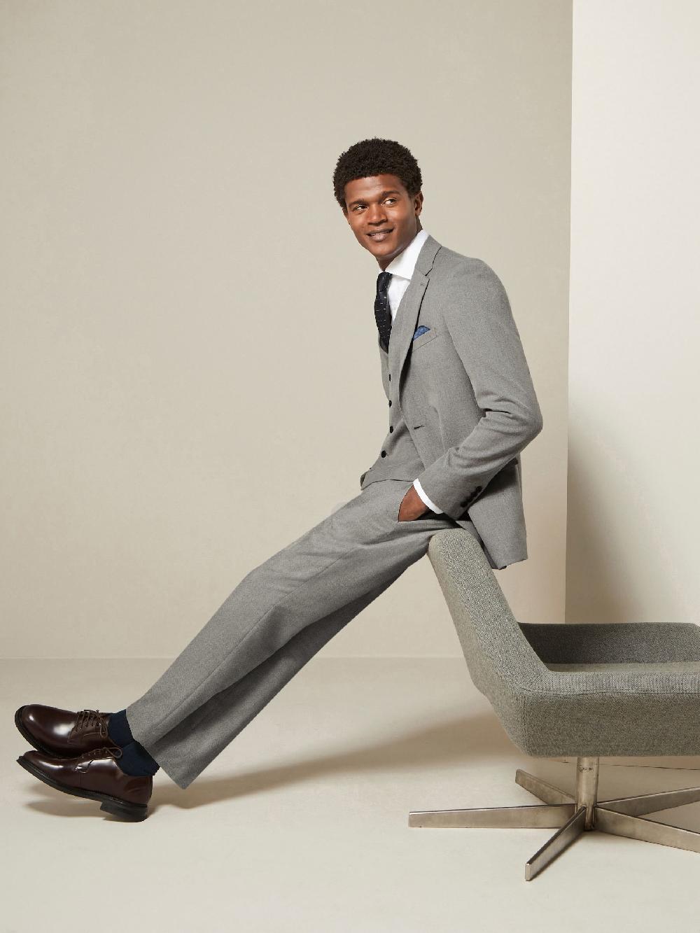 seraphine Grey Slim Fit Textured Suit Jacket