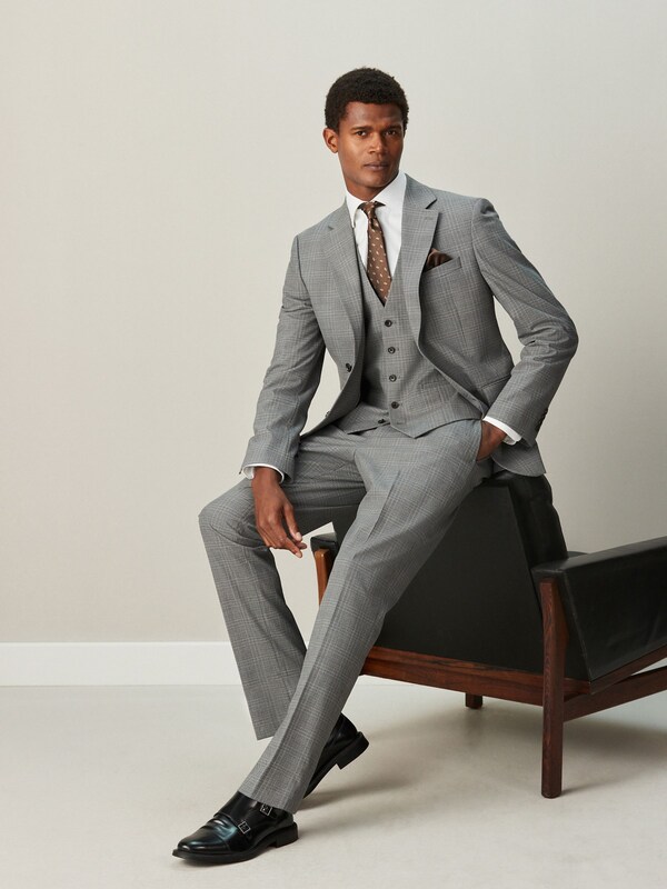 Seraphine Grey Slim Ft Check Suit Jacket