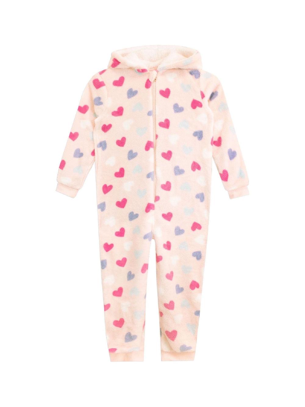 seraphine Harry Bear Pink Hearts Fleece All In One