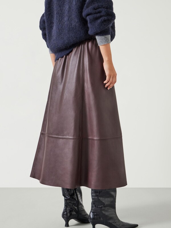 Seraphine Hush Red Agatha Leather Midi Skirt