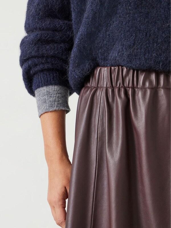 Seraphine Hush Red Agatha Leather Midi Skirt