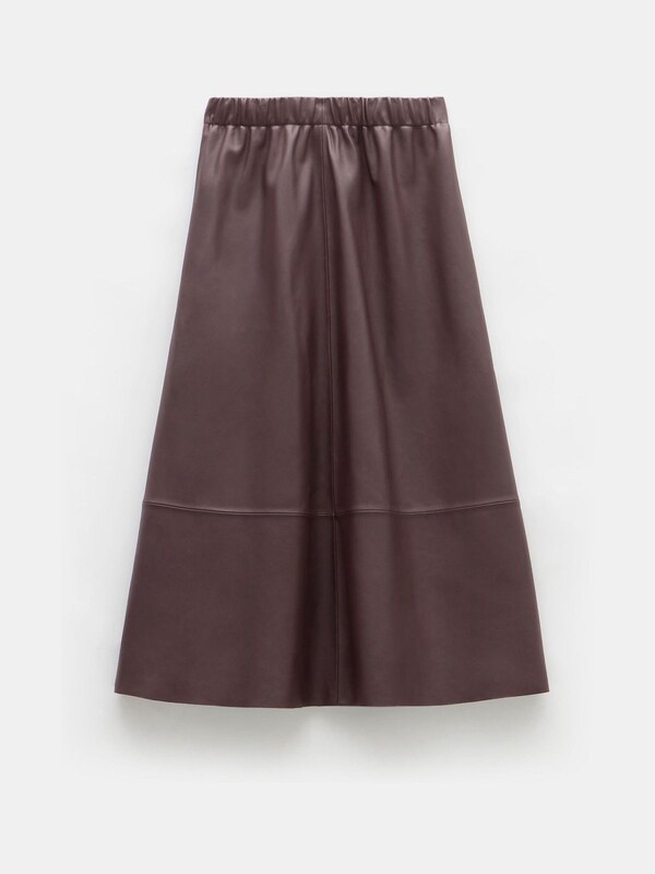 Seraphine Hush Red Agatha Leather Midi Skirt