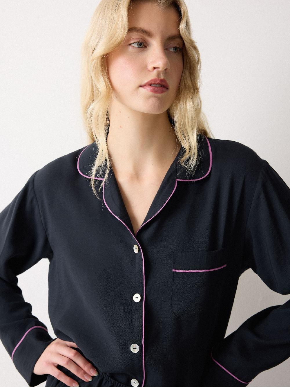 seraphine Jigsaw Blue Piped Detail Relaxed Pyjamas