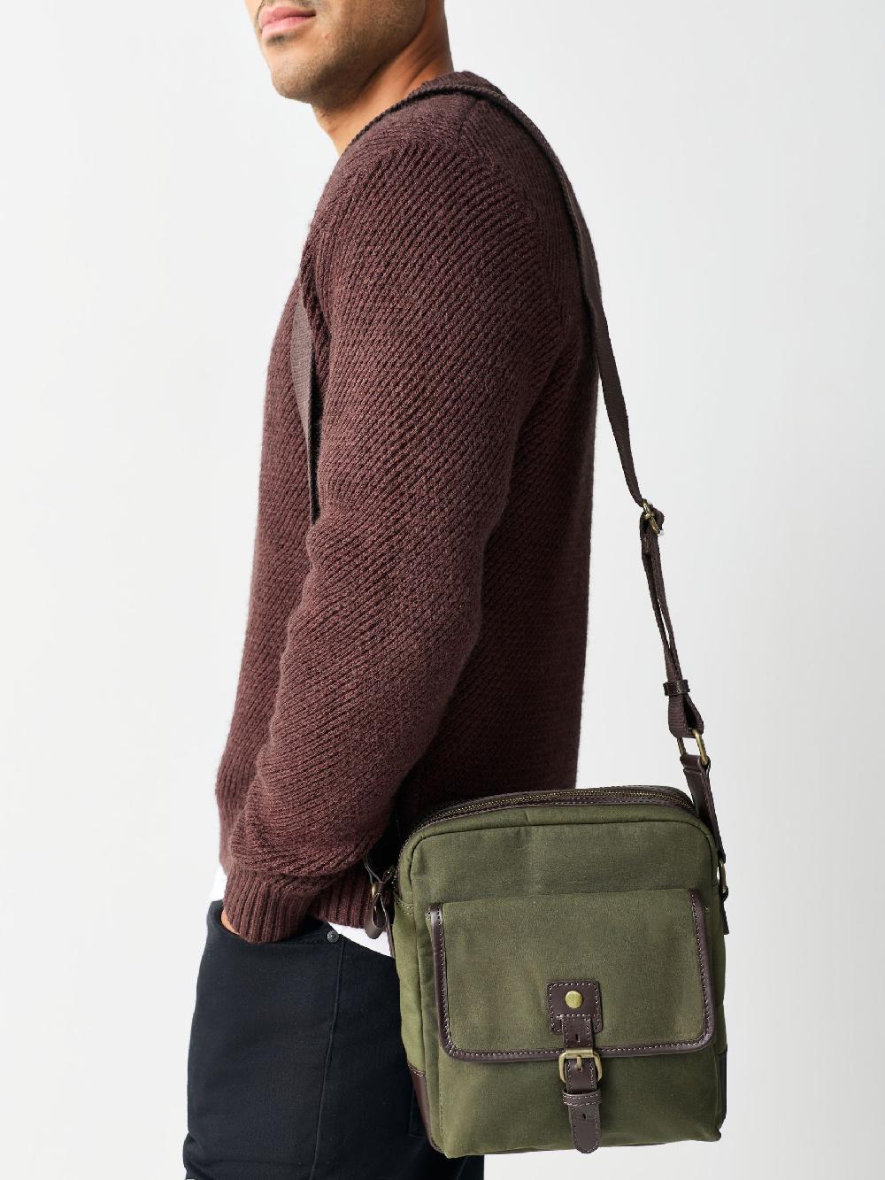 seraphine Khaki Green Wax Cotton Cross-Body Bag