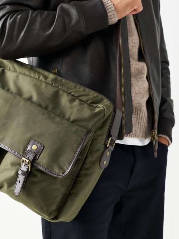 Seraphine Khaki Green Wax Cotton Messenger Bag