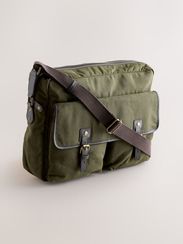 Seraphine Khaki Green Wax Cotton Messenger Bag