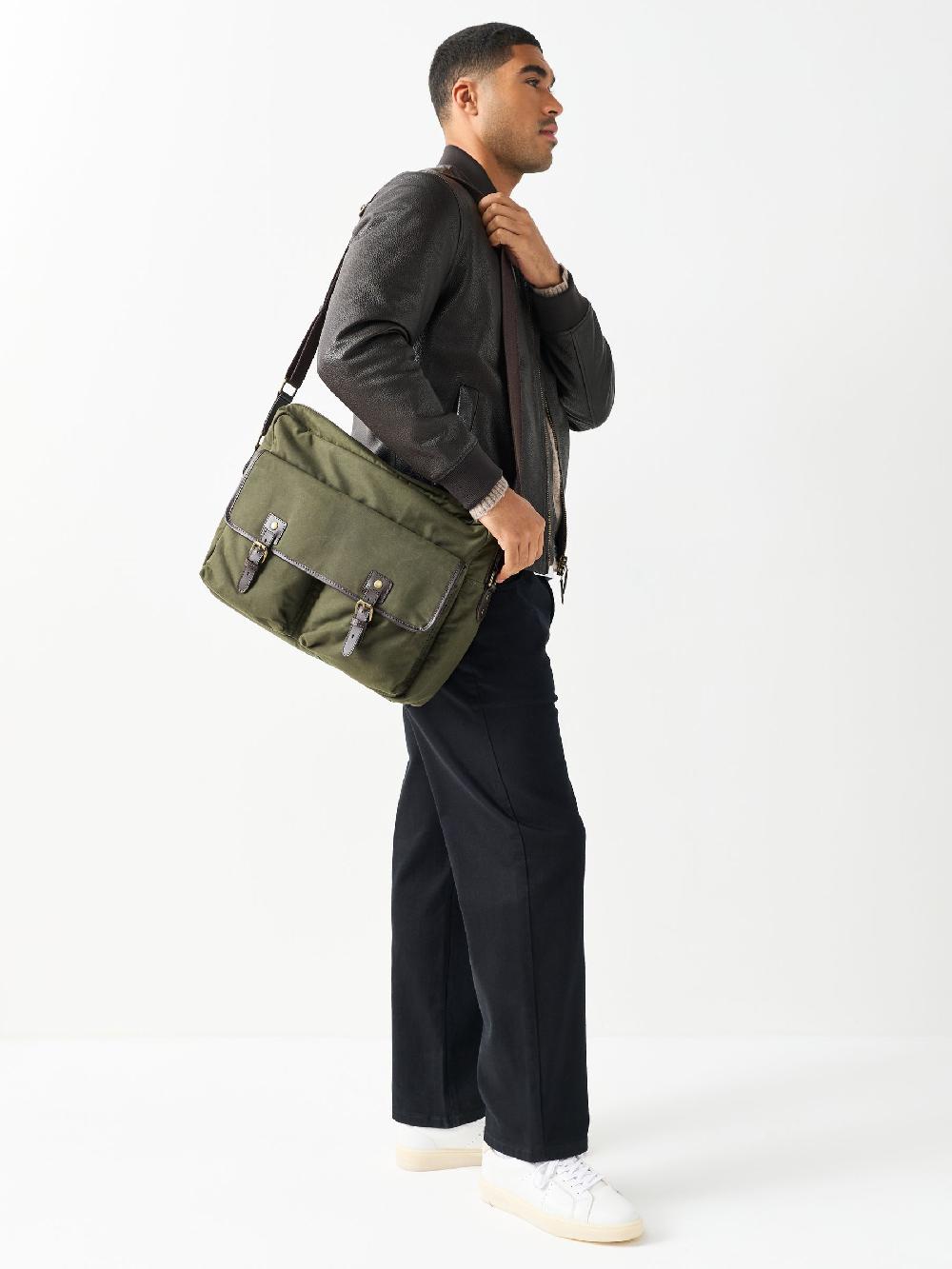 seraphine Khaki Green Wax Cotton Messenger Bag