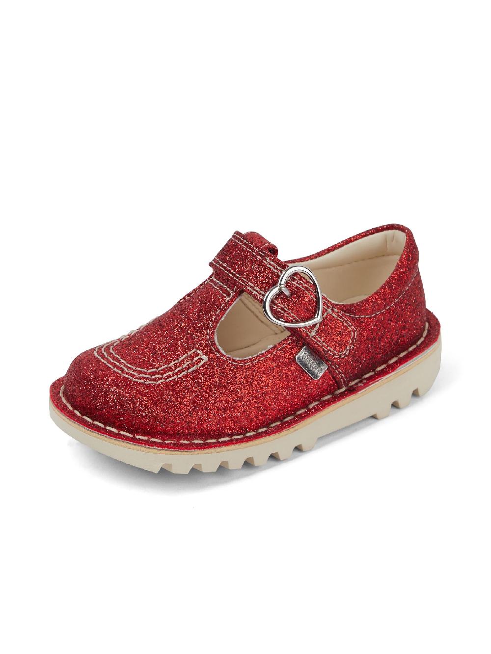 seraphine Kickers Red Kick T-Bar Glitter Shoes