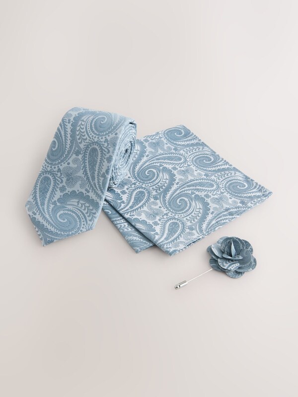 Seraphine Light Blue Tie Pocket Square And Pin Set