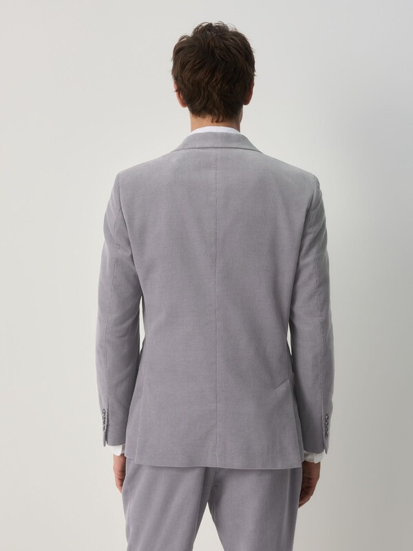 Seraphine Light Grey Slim Fit Corduroy Suit Jacket