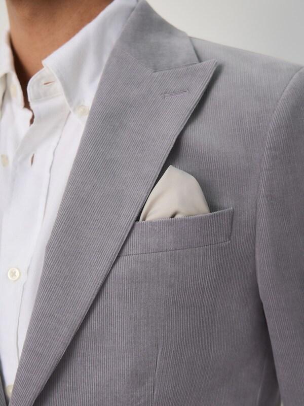 Seraphine Light Grey Slim Fit Corduroy Suit Jacket