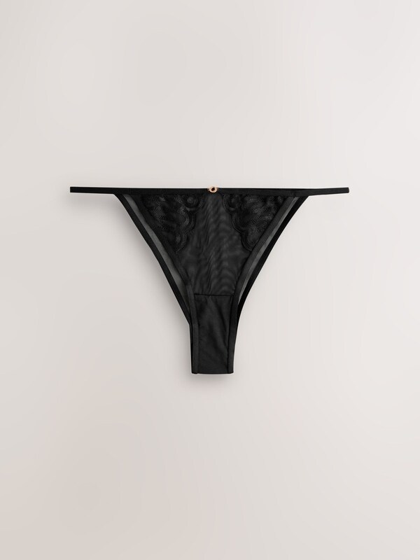 Seraphine Lipsy Black Geo Embroidery Tanga Thong