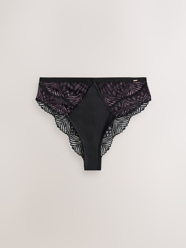 Seraphine Lipsy Black High Rise Geo Lace Thong