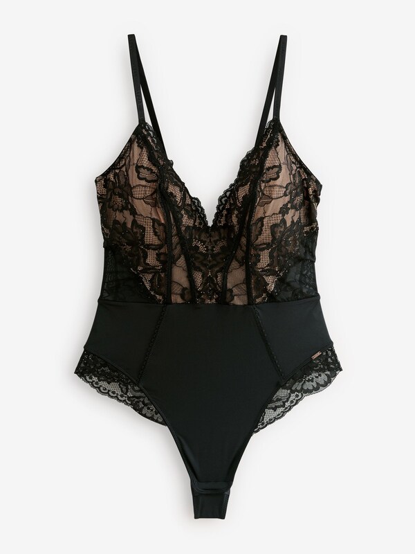 Seraphine Lipsy Black Low Plunge Sequin Bodysuit