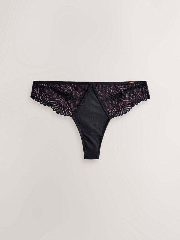 Seraphine Lipsy Black Thong Geo Lace Thong