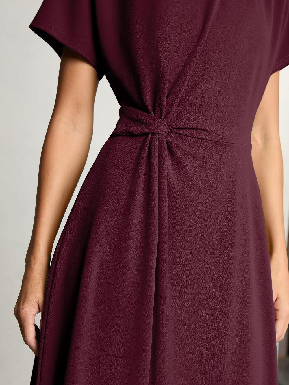 seraphine Lipsy Burgundy Red Knot Side Midi Dress