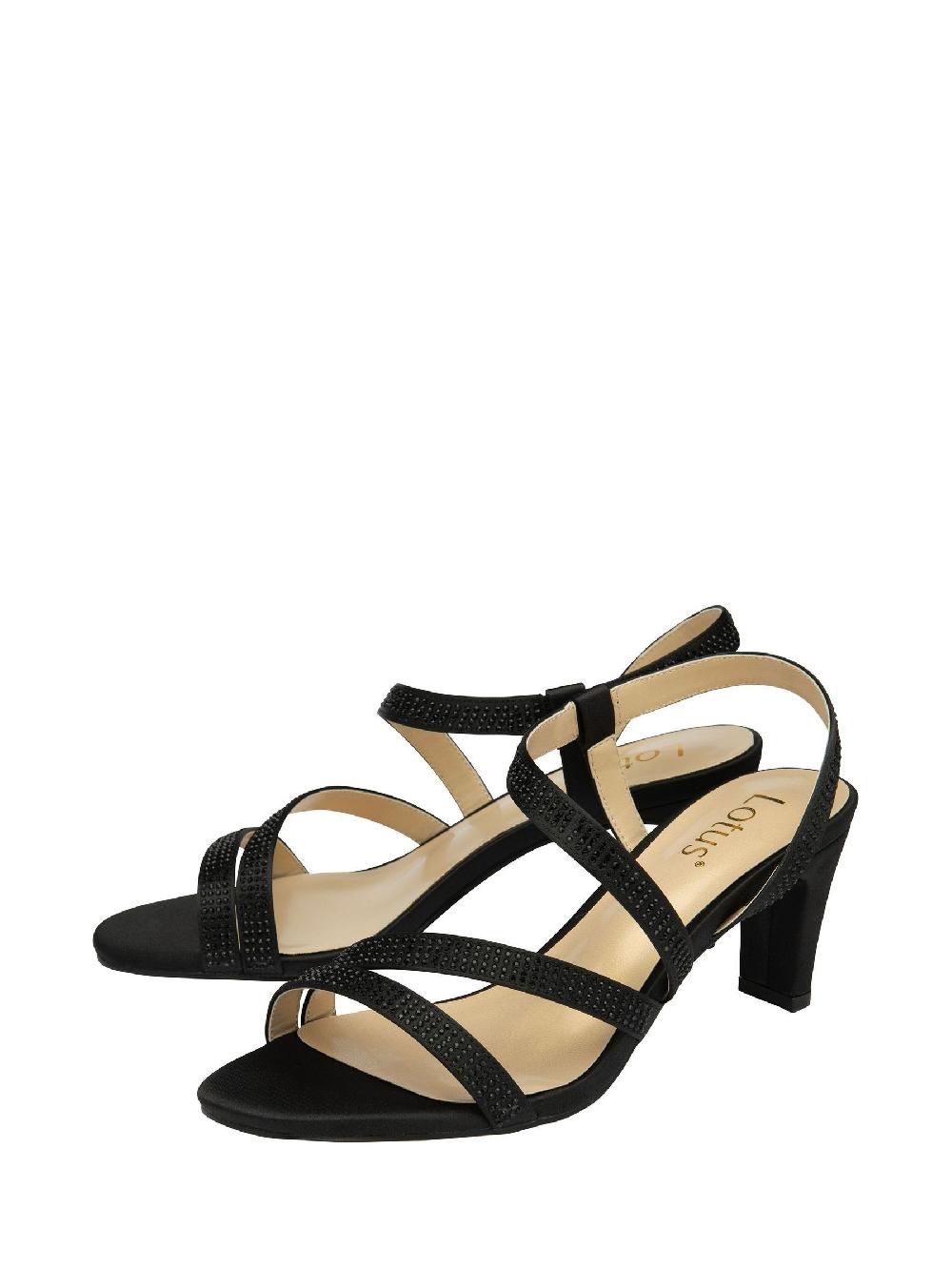 seraphine Lotus Black Slip On Strappy Sandals