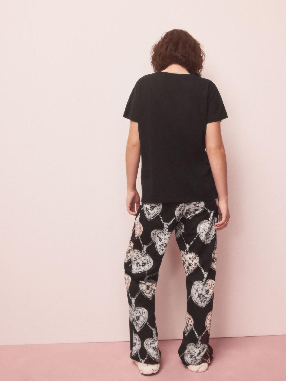 seraphine Monochrome Heart Short Sleeve Pyjamas