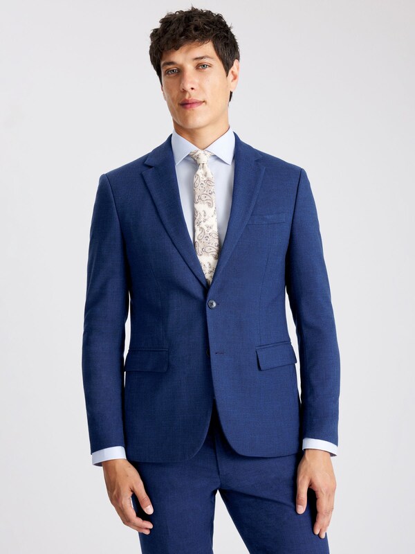 Seraphine MOSS Blue Slim Fit Slub Suit Jacket