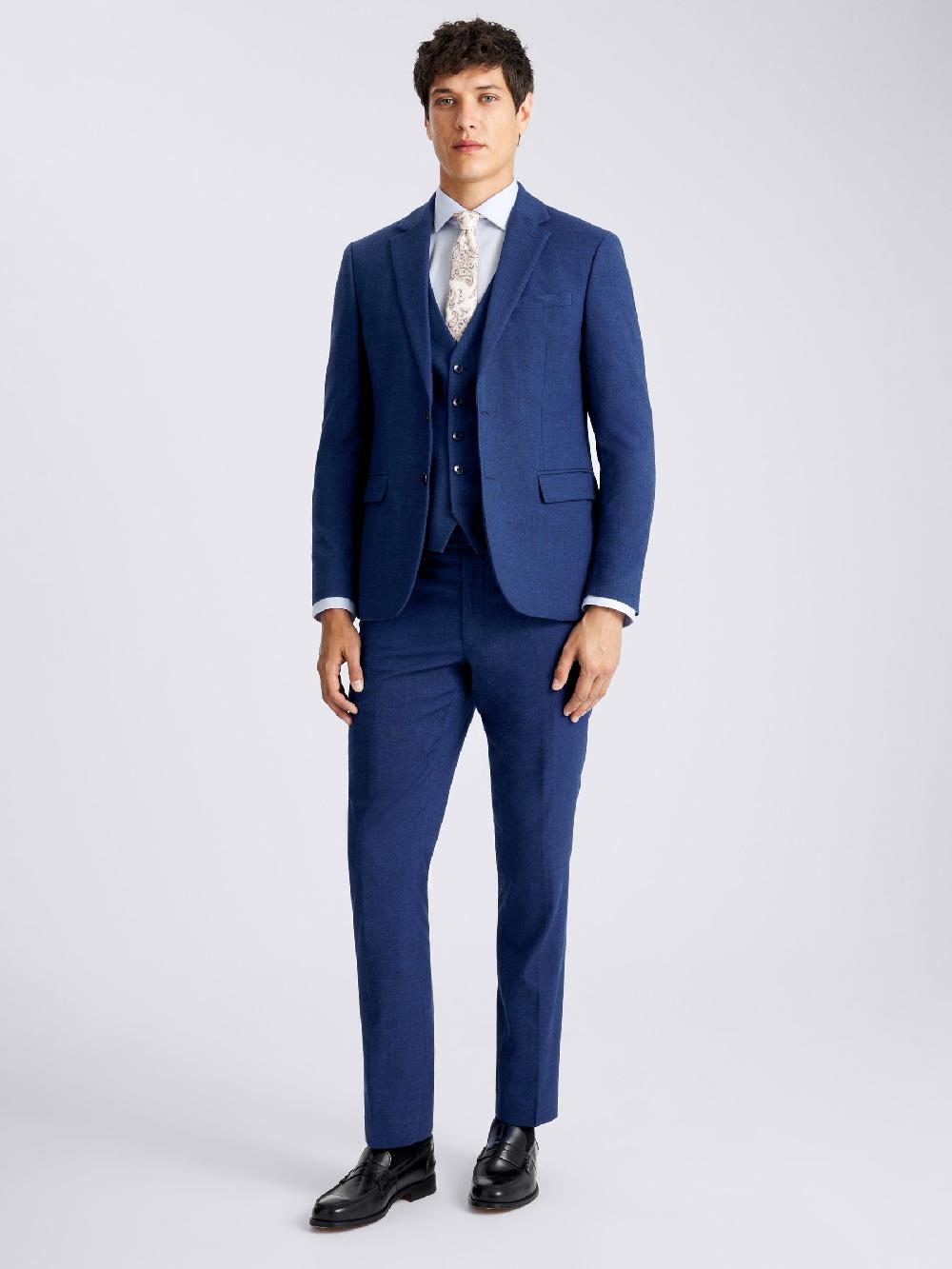 seraphine MOSS Blue Slim Fit Slub Suit Jacket
