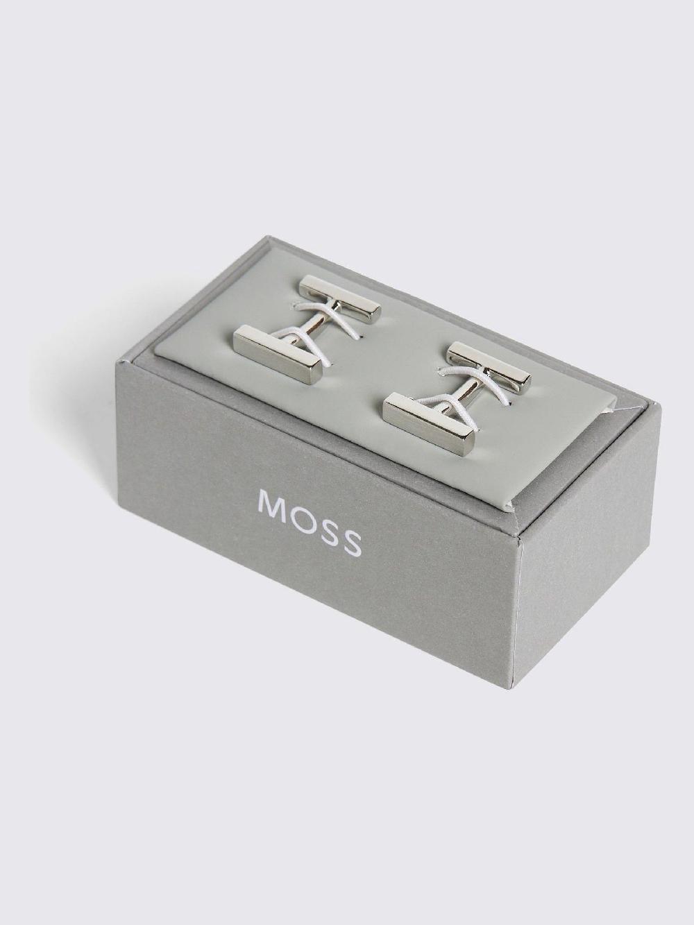 seraphine MOSS Brushed Silver Tone Bar Cufflinks