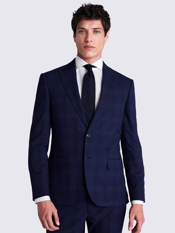 Seraphine MOSS Navy Check Slim Fit Suit Jacket