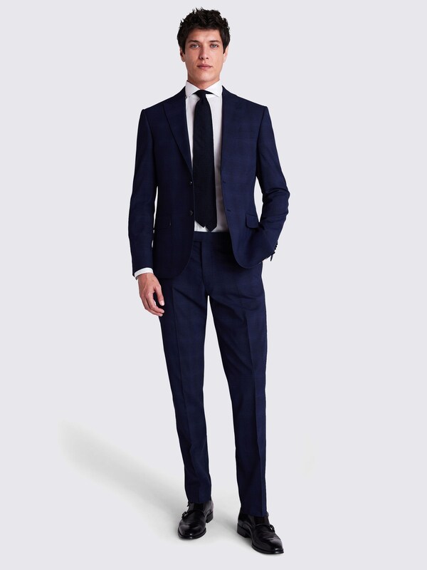 Seraphine MOSS Navy Check Slim Fit Suit Jacket