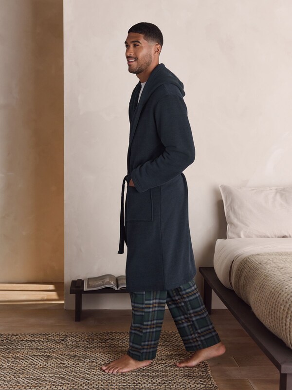 Seraphine Navy Blue Corded Textured Dressing Gown