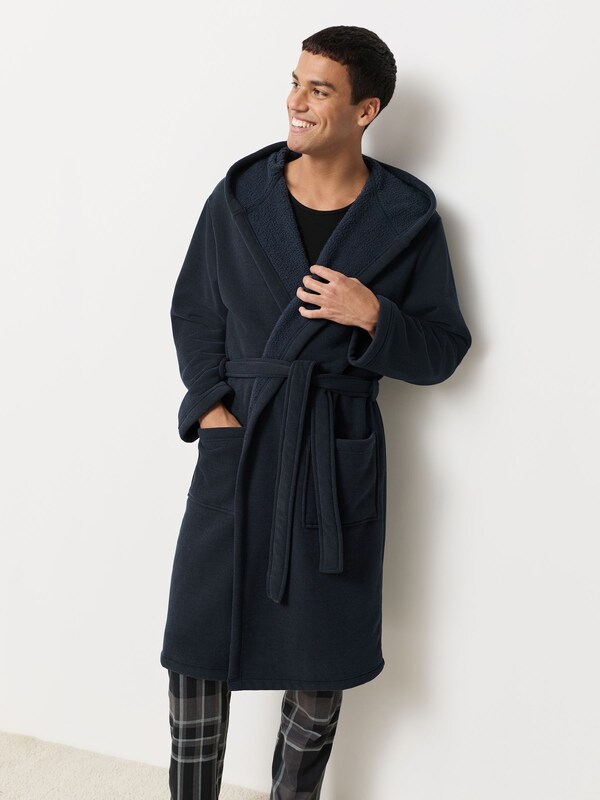 Seraphine Navy Blue Corded Textured Dressing Gown