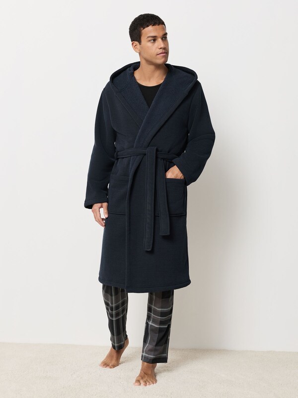 Seraphine Navy Blue Corded Textured Dressing Gown