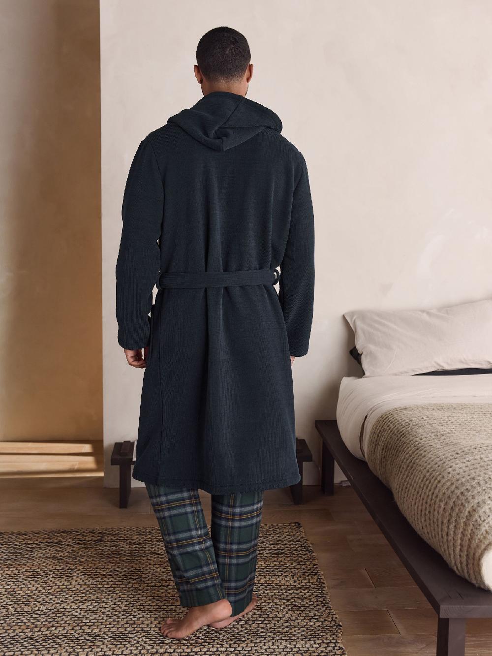 seraphine Navy Blue Corded Textured Dressing Gown