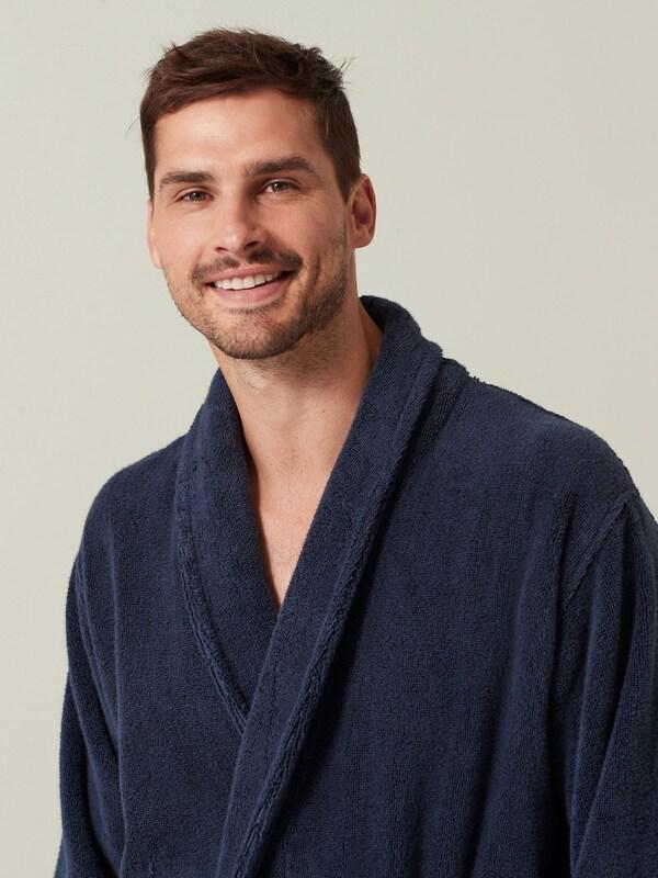 Seraphine Navy Blue Cotton Towelling Dressing Gown