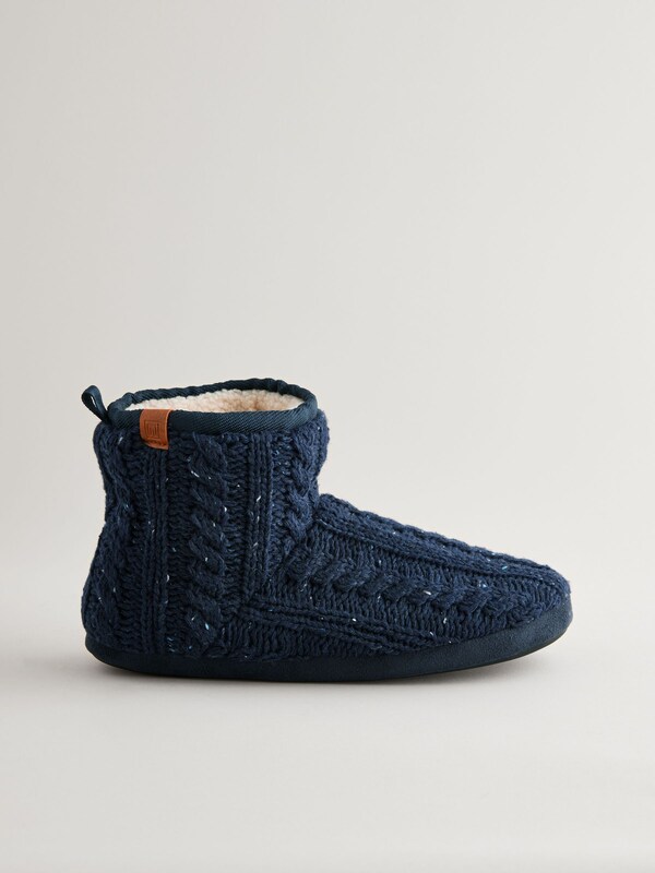 Seraphine Navy Blue Knitted Boot Slippers