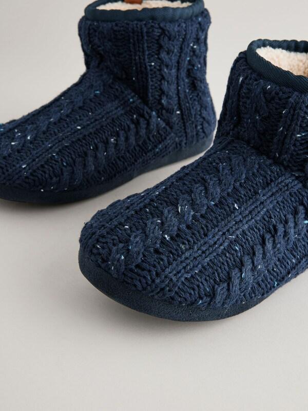 Seraphine Navy Blue Knitted Boot Slippers