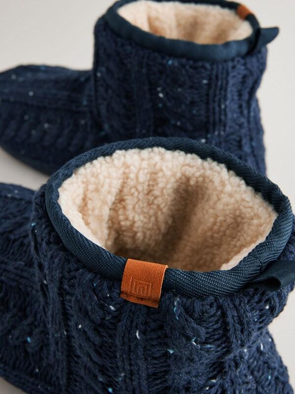 Seraphine Navy Blue Knitted Boot Slippers