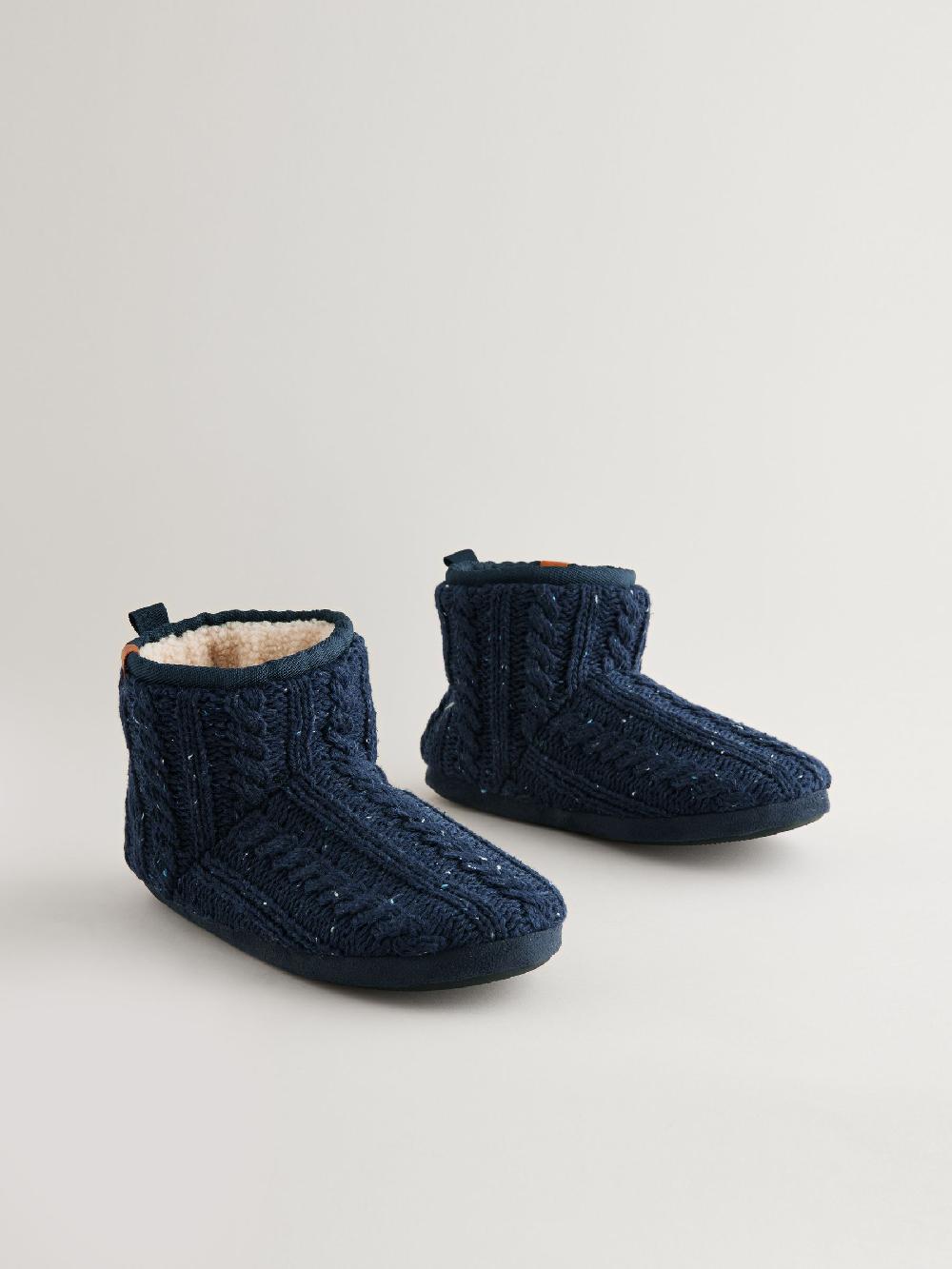 seraphine Navy Blue Knitted Boot Slippers
