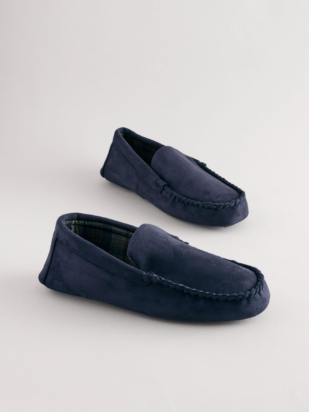 seraphine Navy Blue Moccasin Slippers