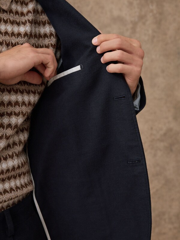 Seraphine Navy Blue Relaxed Fit Cotton Suit Jacket