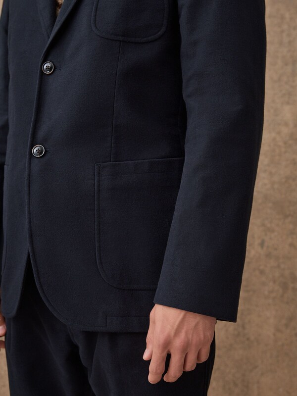 Seraphine Navy Blue Relaxed Fit Cotton Suit Jacket