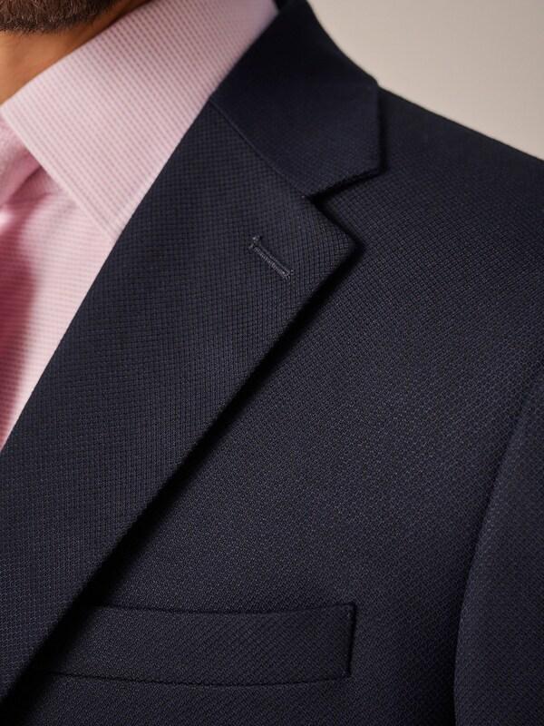 Seraphine Navy Blue Slim Fit Textured Suit Jacket