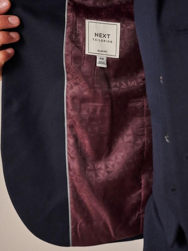 Seraphine Navy Blue Slim Fit Textured Suit Jacket