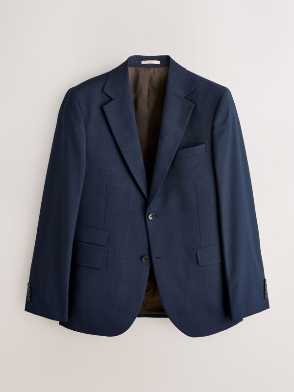 Seraphine Navy Blue Slim Ft Check Suit Jacket
