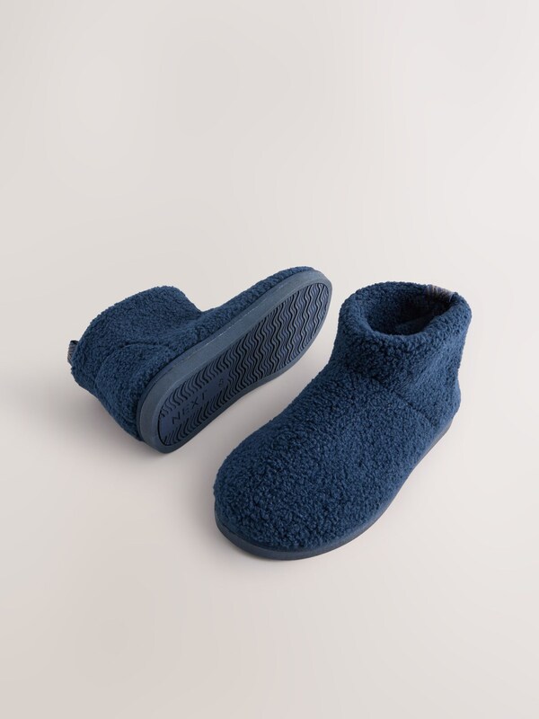 Seraphine Navy Borg Boot Slippers