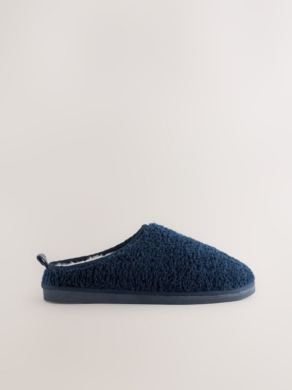 Seraphine Navy Borg Mule Slippers