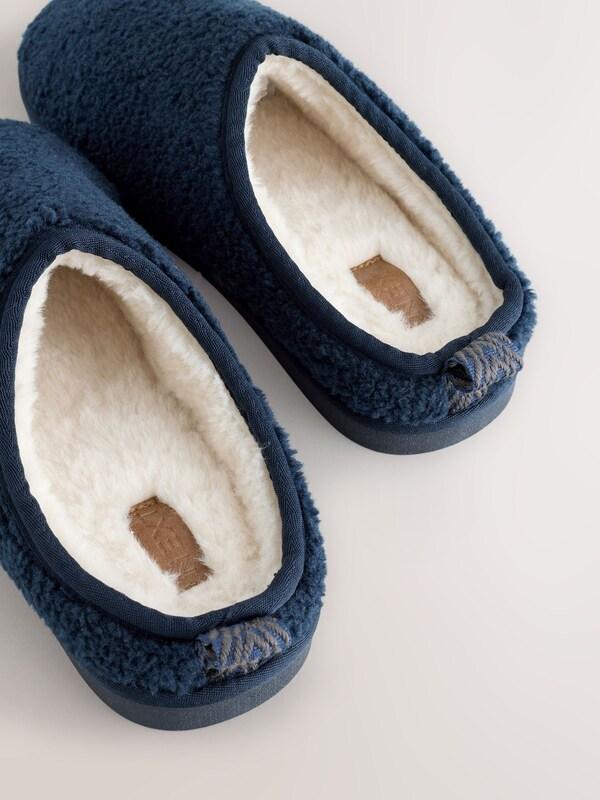 Seraphine Navy Borg Mule Slippers