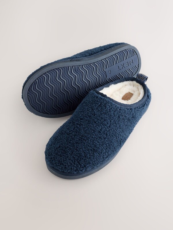 Seraphine Navy Borg Mule Slippers